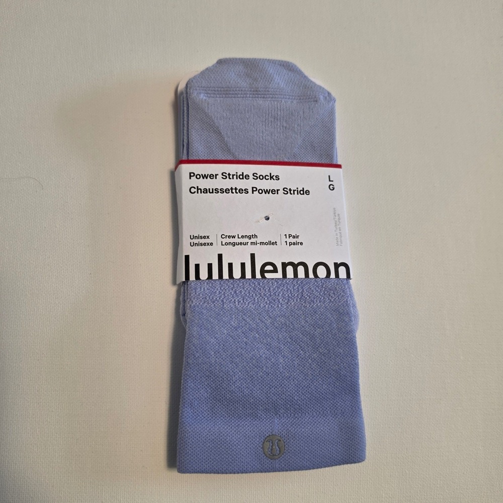 Lululemon Power Stride Crew Socks Blue Athletic Running Training Unisex Size L